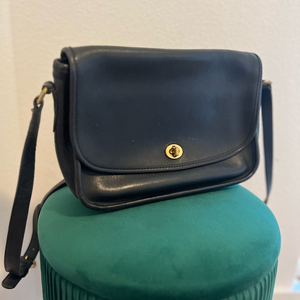SOLD! - Coach Black Crossbody Bag with Gold Turn-Lock